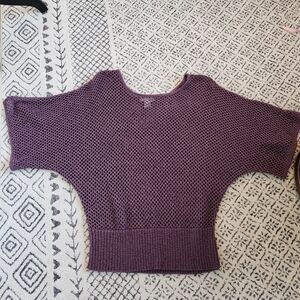 WD.NY/ Purple/Plum Loose Knit Short Sleeve Sweater Swimsuit cover up 2X